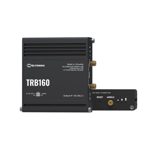 [4779051841349] Teltonika TRB160 4G LTE CAT 6 IoT Gateway, Ultra-Small, Lightweight, Energy-Efficient, Cellular Speeds of up to 300 Mbps, USB Type-C, PSU included