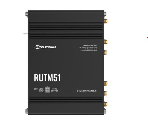 [NHT-RUTM51] Teltonika RUTM51 Industrial 5G Router, 5G dual SIM cellular, 5 Gigabit Ethernet ports, Dual-Band Wi-Fi, Backward Compatible with 4G, PSU included