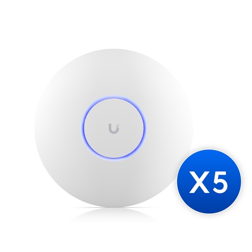[810084697429] Ubiquiti UniFi WiFi 7 AP,5 Pack ,Ceiling-mount, AP 6 GHz Support, 2.5 GbE Uplink, 9.3 Gbps Over-the-air Speed,PoE+ Power,300+ Connect Device, 2Yr Warr