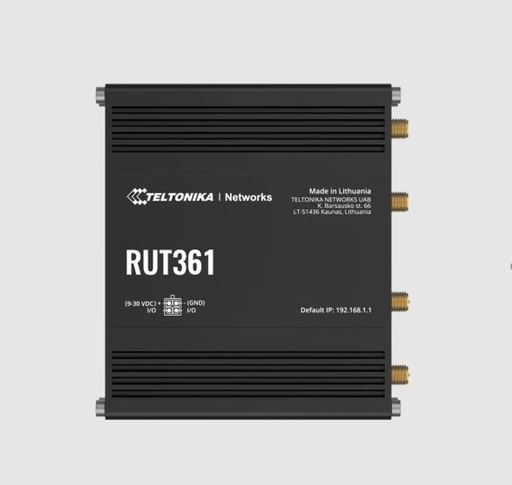 [4779051840793] Teltonika RUT361 Industrial Cellular Router, Compact and Powerful Industrial 4G LTE Cat 6 Router/Firewall, Rugged Aluminium Housing, PSU included